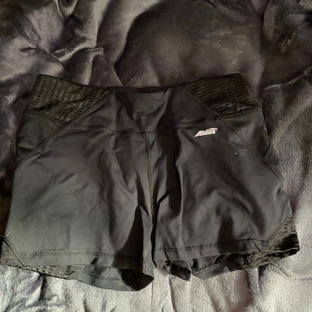 These are black, worn once, spandex bike like athletic shorts